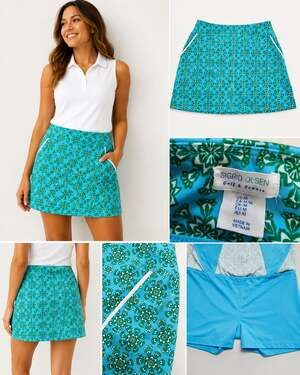 Sigrid Olsen Golf & Tennis Skort Women's M Blue Green Floral Athletic Skirt